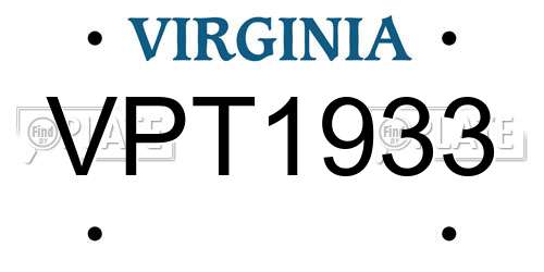 VPT1933 Virginia License Plate