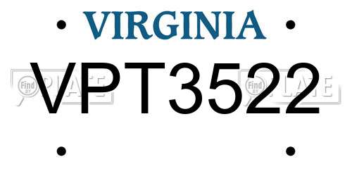 VPT3522 Virginia License Plate
