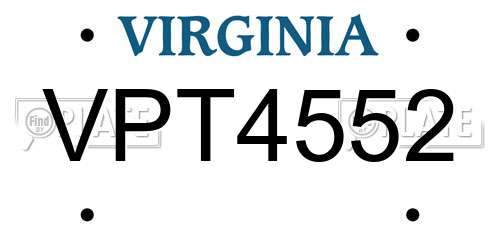 VPT4552 Virginia License Plate