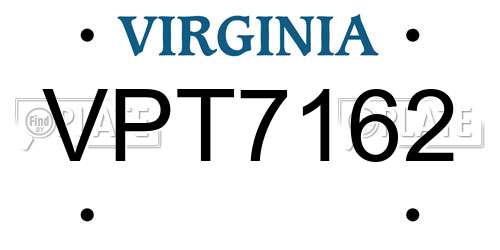 VPT7162 Virginia License Plate