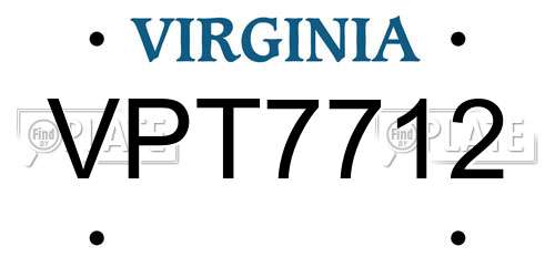 VPT7712 Virginia License Plate