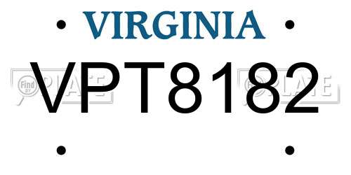 VPT8182 Virginia License Plate
