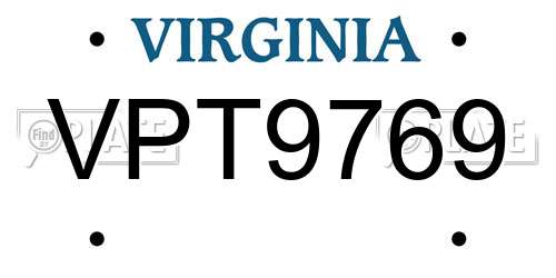 VPT9769 Virginia License Plate