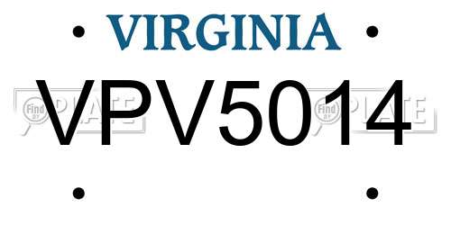 VPV5014 Virginia License Plate