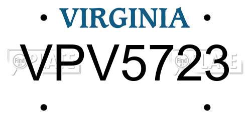 VPV5723 Virginia License Plate