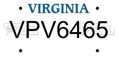 VPV6465 Virginia License Plate