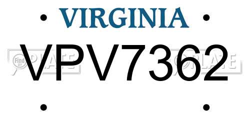 VPV7362 Virginia License Plate