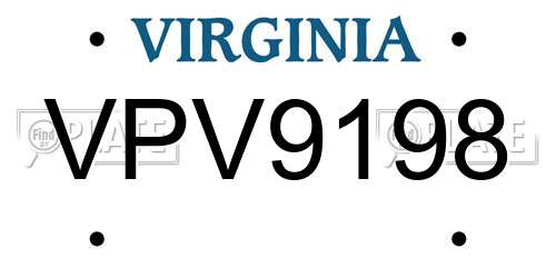 VPV9198 Virginia License Plate