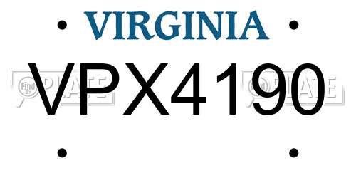VPX4190 Virginia License Plate