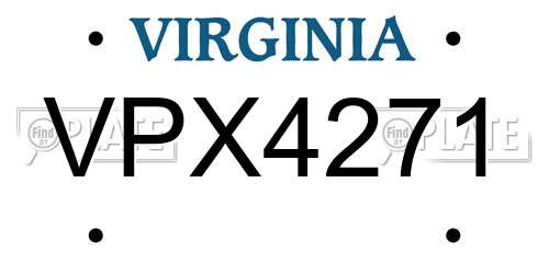 VPX4271 Virginia License Plate