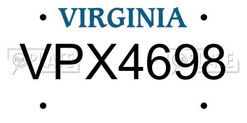 VPX4698 Virginia License Plate
