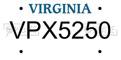 VPX5250 Virginia License Plate