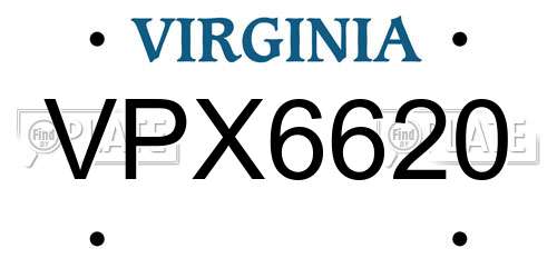 VPX6620 Virginia License Plate