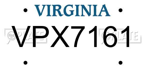 VPX7161 Virginia License Plate