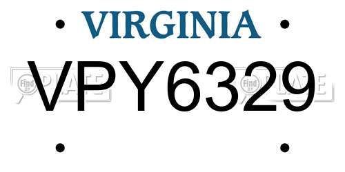 VPY6329 Virginia License Plate