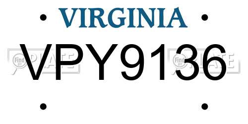 VPY9136 Virginia License Plate
