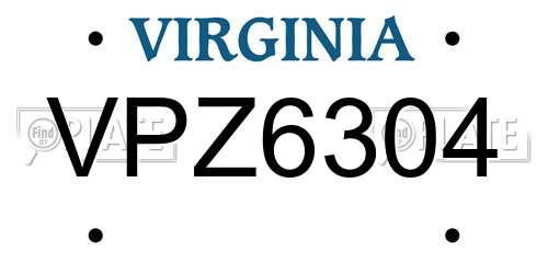 VPZ6304 Virginia License Plate