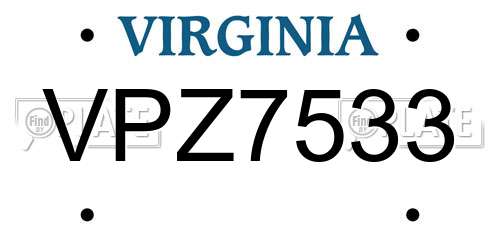 VPZ7533 Virginia License Plate