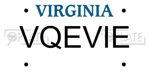 VQEVIE Virginia License Plate