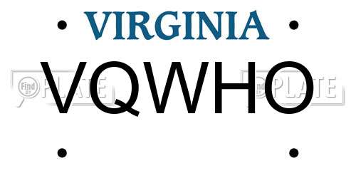 VQWHO Virginia License Plate