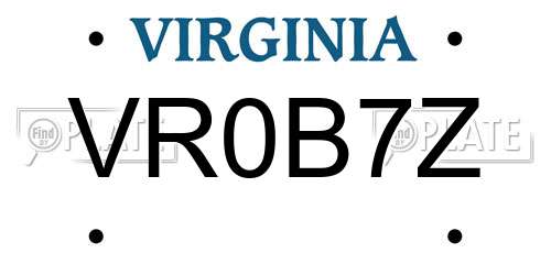 VR0B7Z Virginia License Plate