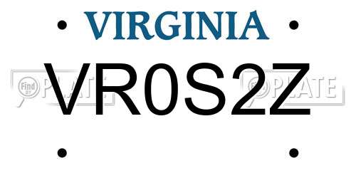 VR0S2Z Virginia License Plate