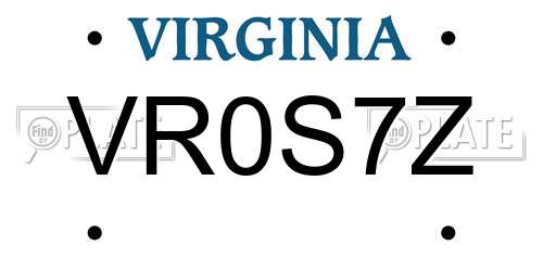 VR0S7Z Virginia License Plate