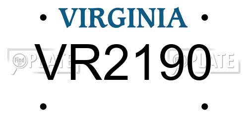 VR2190 Virginia License Plate