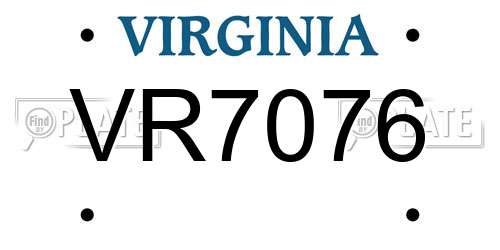 VR7076 Virginia License Plate