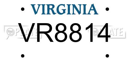 VR8814 Virginia License Plate