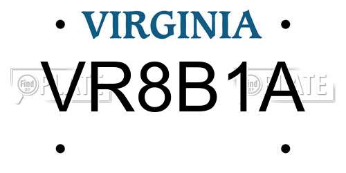 VR8B1A Virginia License Plate