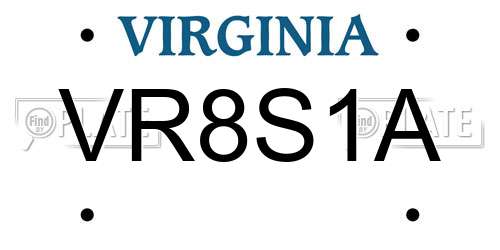 VR8S1A Virginia License Plate