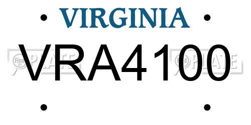 VRA4100 Virginia License Plate