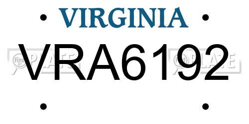 VRA6192 Virginia License Plate