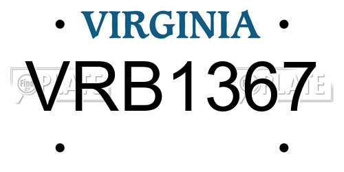 VRB1367 Virginia License Plate