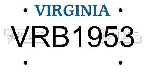 VRB1953 Virginia License Plate