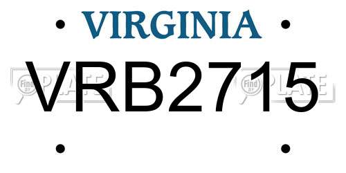 VRB2715 Virginia License Plate