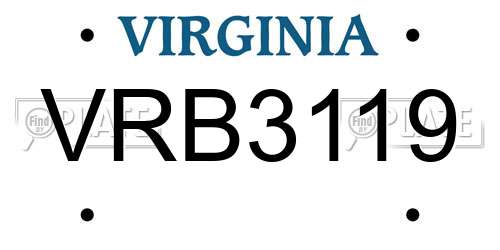 VRB3119 Virginia License Plate