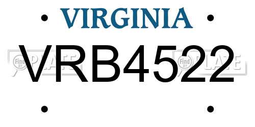 VRB4522 Virginia License Plate