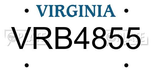 VRB4855 Virginia License Plate