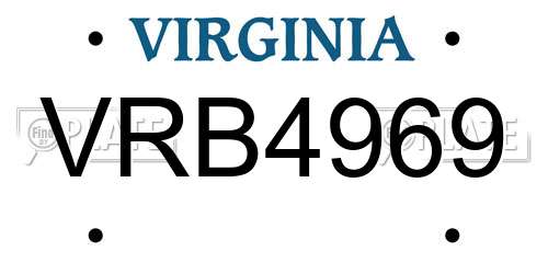VRB4969 Virginia License Plate