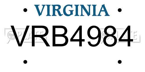 VRB4984 Virginia License Plate