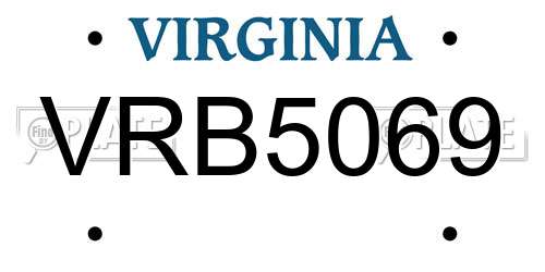 VRB5069 Virginia License Plate