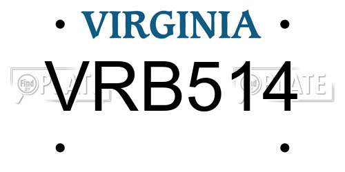 VRB514 Virginia License Plate