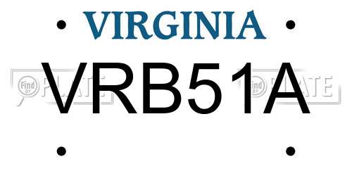 VRB51A Virginia License Plate