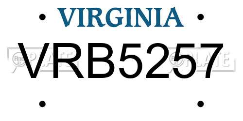 VRB5257 Virginia License Plate