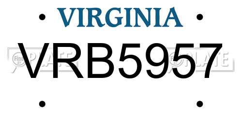 VRB5957 Virginia License Plate