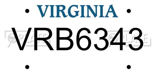 VRB6343 Virginia License Plate