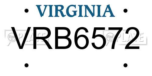 VRB6572 Virginia License Plate