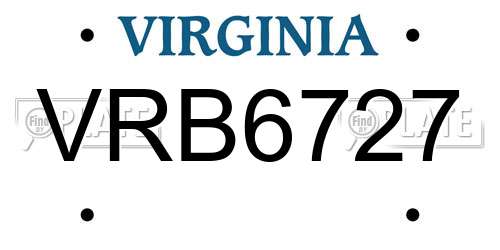 VRB6727 Virginia License Plate